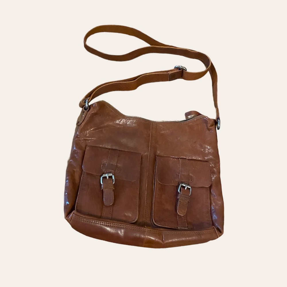 Spikes & Sparrow Cognac Leather Messenger Bag